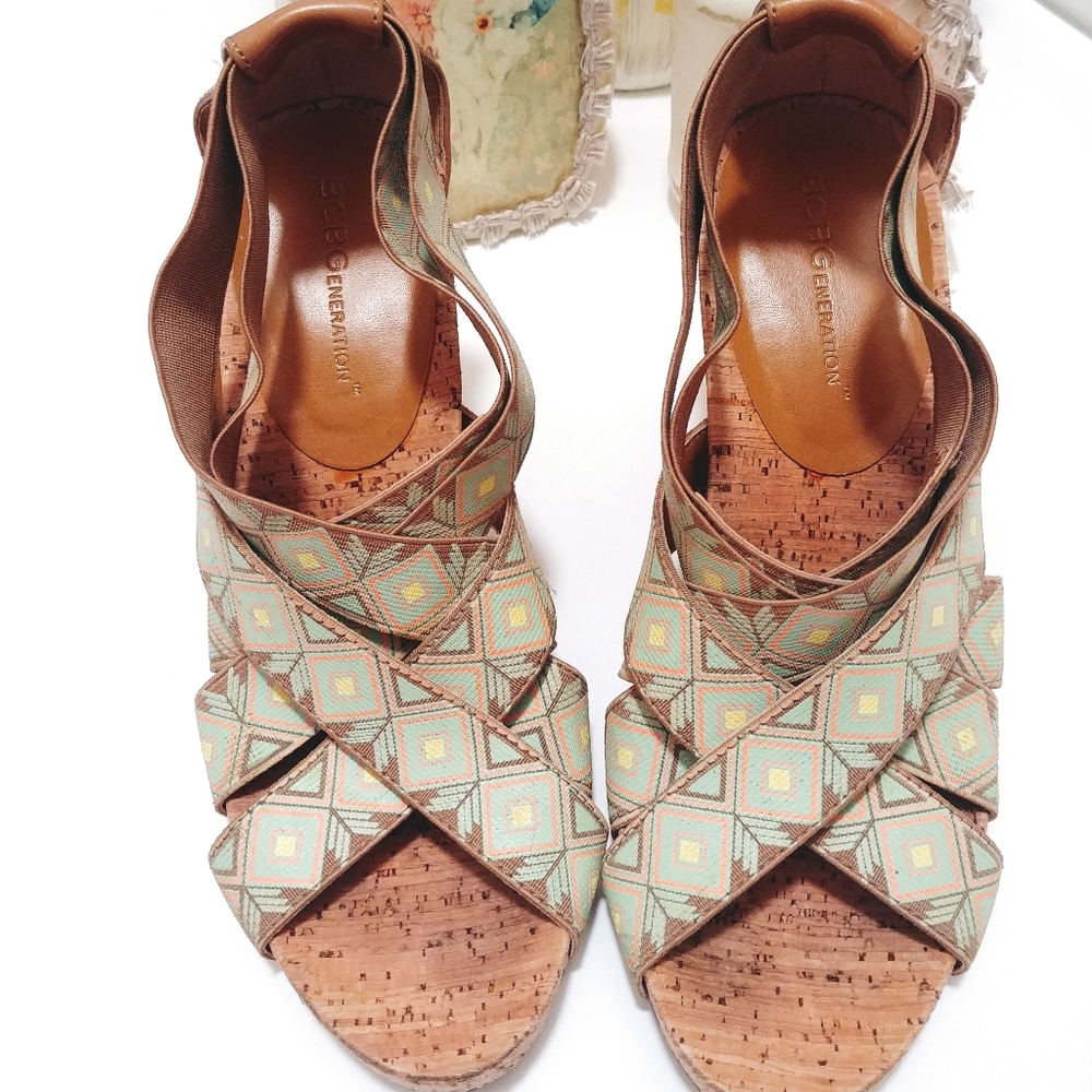 BCBGeneration Corkwood Strap Wedge